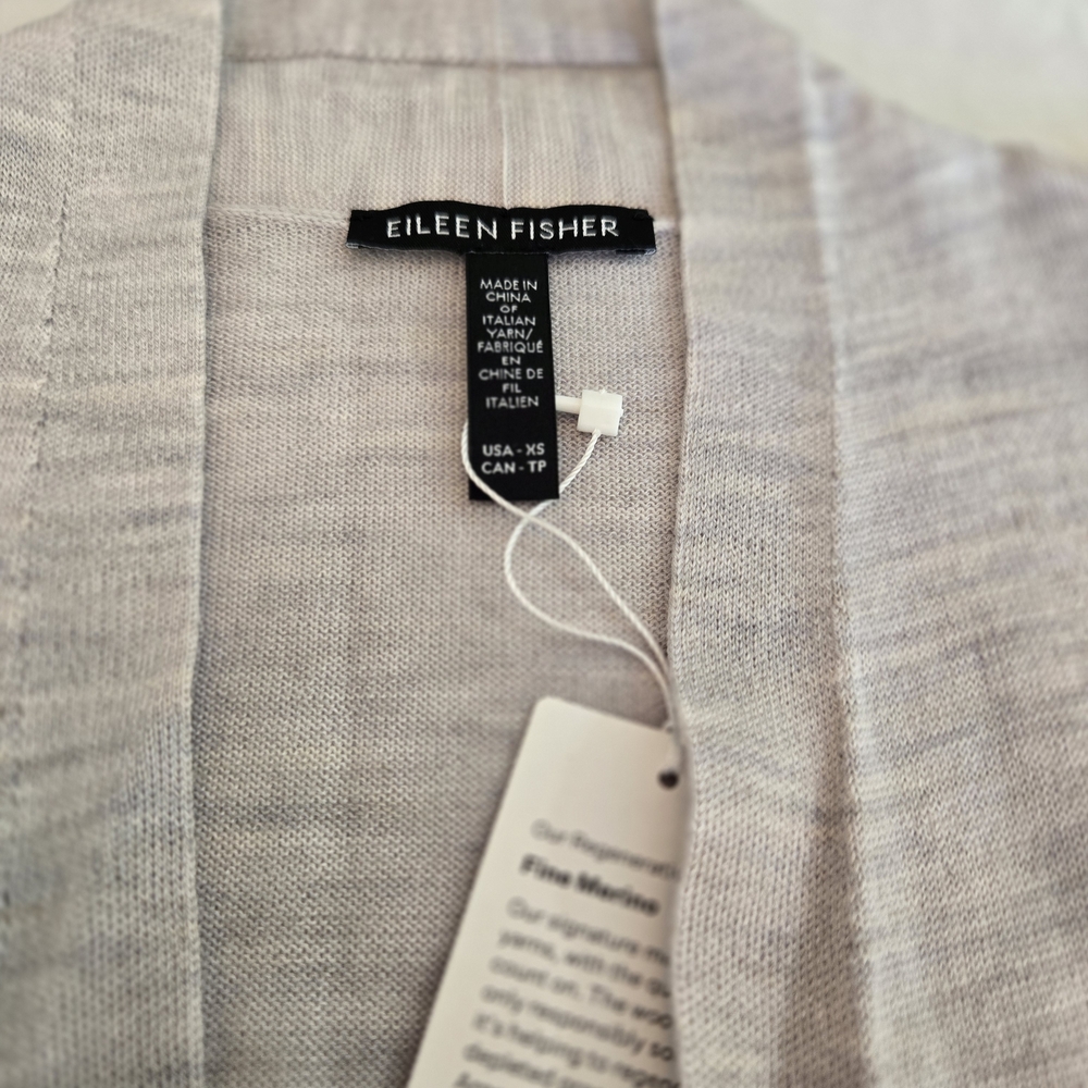 Eileen Fisher Soft Gray Knit Cardigan - Picture 2 of 14